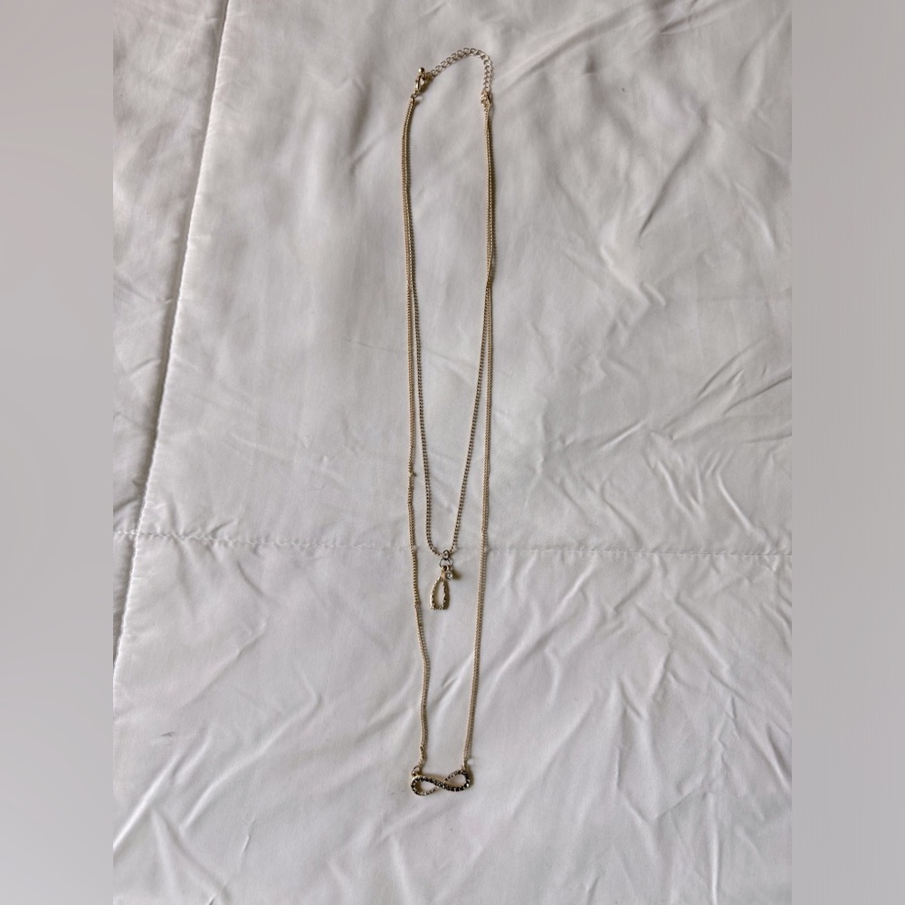 Women’s layered infinity wish bone necklace